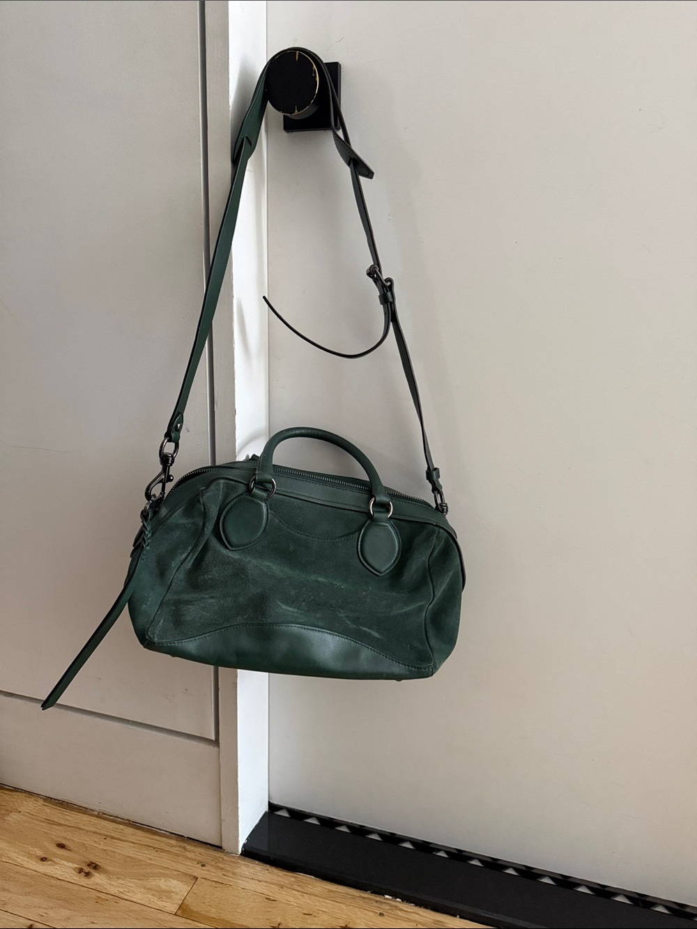 Rebecca Minkoff Dark Green Suede Crossbody Satchel